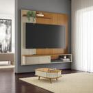Conjunto Painel c/ Bancada suspensa e Mesa de Centro Indianapolis Cumaru/Opala