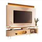 Conjunto Painel c/LED Nobre e Bancada Ária TV até 85 Polegadas Off White/Cinamomo G26 - HB Móveis