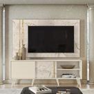 Conjunto Painel com Bancada Atreus Portas Deslizantes MDP até 60 Calacata/OffWhite G97 - Gran Belo