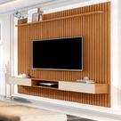 Conjunto Painel Ripado e Nicho 1.8 Ravenna Nature Off White