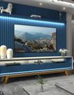 Conjunto Painel Ripado TV Até 85 E Rack Pés Madeira Duque Cor:Azul Royal Conjunto Painel Ripado TV Até 85 E Rack Pés Madeira Duque Cor:Azul Royal