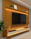 Conjunto Painel Ripado TV Até 85 E Rack Pés Madeira Duque Cor:Madeira Conjunto Painel Ripado TV Até 85 E Rack Pés Madeira Duque Cor:Madeira