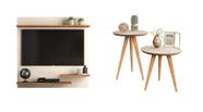 Conjunto Painel Tv Sala/Quarto Até 32 Polegadas Smart Plus Madri + Conjunto de Mesas Apoio e Lateral