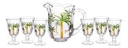 Conjunto Palmeira Hand Painting Jarra 1,5l + 6 Taças 240ml Lyor
