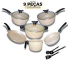 Conjunto Panela Caçarolas Antiaderente 9pecas Odara Granito Cor Creme