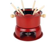 Conjunto Panela De Fondue Com Garfos 11 Pçs Vermelha
