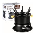Conjunto Panela Fondue 6 Pessoas Garfos Cabo Madeira Dia dos Namorados Chocolate Uva Morango Banana Queijo Frio Inverno