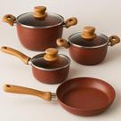 Conjunto Panelas 4 Panelas 3 Tampas Revestimento Granito Camada Dupla Granito