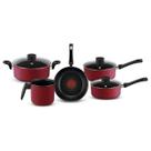 Conjunto panelas 5 peças antiaderente vermelho