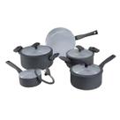 Conjunto Panelas 5 Peças Cerâmica Antiaderente Soft Touch Cinza - Hercules