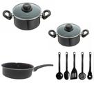 Conjunto Panelas 8 peças Preto Indução Cooktop Elétrico á Gás