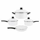Conjunto Panelas Bojudas Ewel Esmaltadas 4 Pçs Branco Conjunto Panelas Bojudas Ewel Esmaltadas 4 Pçs Branco