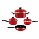 Conjunto Panelas Bojudas Ewel Esmaltadas 4 Pçs Vermelho Conjunto Panelas Bojudas Ewel Esmaltadas 4 Pçs Vermelho