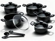 Conjunto Panelas Caçarolas 5 Peças Antiaderente Tampa Vidro