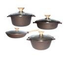 Conjunto Panelas Indução Revestimento Antiaderente Mármore Cerâmico 4 peças Marrom