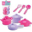 Conjunto Panelinhas Utensílios Para Cozinha Infantil Meninas Rosa Silmar Brinquedos