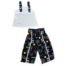Conjunto Pantacourt Estampa Jogos e Blusa Branca - Tamanho: 3 a 16