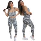 Conjunto Para Academia Poliamida Jacquard Calça Legging e Top Zebra