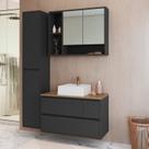 Conjunto para Banheiro 108cm com 3 Peças Gabinete Suspenso com Cuba Belarus Preto/Grafite Conjunto para Banheiro 108cm com 3 Peças Gabinete Suspenso com Cuba Belarus Preto/Grafite