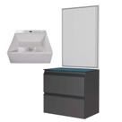 Conjunto Para Banheiro Aço Gaia 60 Com Espelho e Cuba Cubo Cozimax Preto