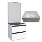 Conjunto Para Banheiro Aço Gaia 60 Com Espelho e Cuba Prisma Cozimax Branco