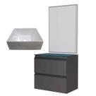 Conjunto Para Banheiro Aço Gaia 60 Com Espelho e Cuba Prisma Cozimax Preto