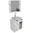 Conjunto Para Banheiro Armarios Com Cuba E Espelho BN4 Marmore Branco Tecno Mobili