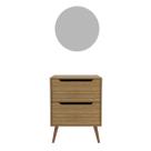 Conjunto Para Banheiro Balcão Com Espelho Redondo Sem Cuba 60Cm Bn3690 Tecnomobili Amendoa