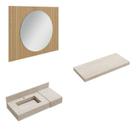 Conjunto para Banheiro Bancada em Porcelanato com Cuba Esculpida, Prateleira e Espelho Ripy 100cm