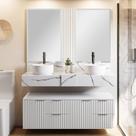Conjunto para Banheiro Bancada em Porcelanato para Cuba de Apoio, Armário e Espelho Ripy 120cm Conjunto para Banheiro Bancada em Porcelanato para Cuba de Apoio, Armário e Espelho Ripy 120cm