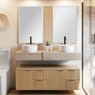Conjunto para Banheiro Bancada em Porcelanato para Cuba de Apoio, Armário e Espelho Ripy 120cm Conjunto para Banheiro Bancada em Porcelanato para Cuba de Apoio, Armário e Espelho Ripy 120cm