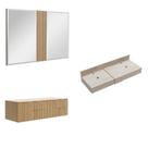 Conjunto para Banheiro Bancada em Porcelanato para Cuba de Apoio, Armário e Espelho Ripy 120cm