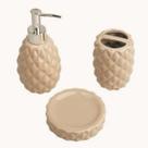 Conjunto Para Banheiro Cerâmica 3 Peças Bege Class Dolce Home