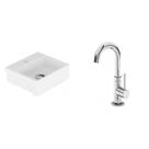 Conjunto para Banheiro Cuba de Semi-encaixe Roma 11,5cmx33cmx29cm e Torneira Bica Móvel 1/4 Japi