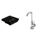 Conjunto para Banheiro Cuba de Semi-Encaixe Verona 11CMX41CMX41CM e Torneira Bica Móvel 1/4V Japi Preto