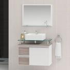 Conjunto para Banheiro Gabinete com Cuba e Espelheira 60cm Diamante Branco/Ciliegio Conjunto para Banheiro Gabinete com Cuba e Espelheira 60cm Diamante Branco/Ciliegio