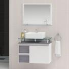 Conjunto para Banheiro Gabinete com Cuba e Espelheira 60cm Diamante Branco/Rovere Conjunto para Banheiro Gabinete com Cuba e Espelheira 60cm Diamante Branco/Rovere