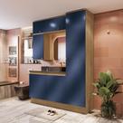 Conjunto para Banheiro Kappesberg Celeste 6 Peças Nogueira/Azul 170cm