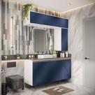 Conjunto para Banheiro Kappesberg Celeste 7 Peças Branco/Azul 160cm