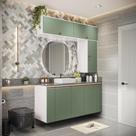 Conjunto para Banheiro Kappesberg Celeste 7 Peças Branco/Verde 160cm