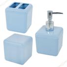 Conjunto para Banheiro Kit 3 Peças Bancada Lavabo Cube Azul Conjunto para Banheiro Kit 3 Peças Bancada Lavabo Cube Azul