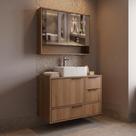 Conjunto para Banheiro Modulado 801 com Cuba e Espelheira 80cm Prime Yescasa Marrom/Noce