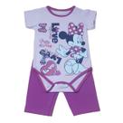 Conjunto Para Bebê Body Bory Com Estampa Love Minnie + Calça Violeta REF S206B