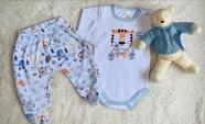 Conjunto para bebê com Body Manga Longe e Calça Leão