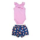 Conjunto para Bebê Menina Body Poá e Short de Malha Estampado