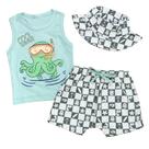 Conjunto para Bebê Menino e Chapéu - Polvo Mergulhador Verde