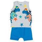 Conjunto para bebê menino, Regata com estampa interativa e Bermuda Saruel em moletom 11679