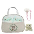 Conjunto para Bebê Reborn com 02 Fraldas e Chupeta com Bolsa Maternidade Bege