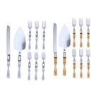 Conjunto para Bolo com 8 Peças Espátula e Faca de Inox Cabo Acrilico Cristal.