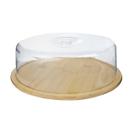 Conjunto para bolo de bambu com tampa de plástico 28cm